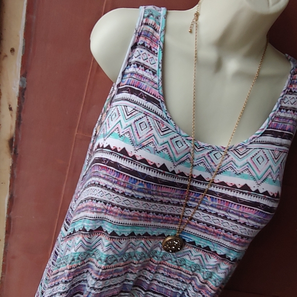 All At Once | Swing Multicolor Aline Tunic Crochet Tank Top Large - Picture 2 of 15